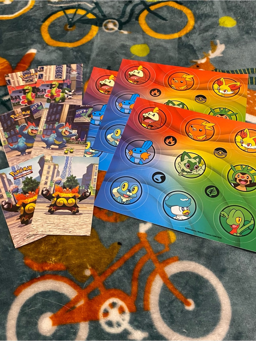 Official Pokemon Sticker & Art Card Bundle - Starter Pokemon